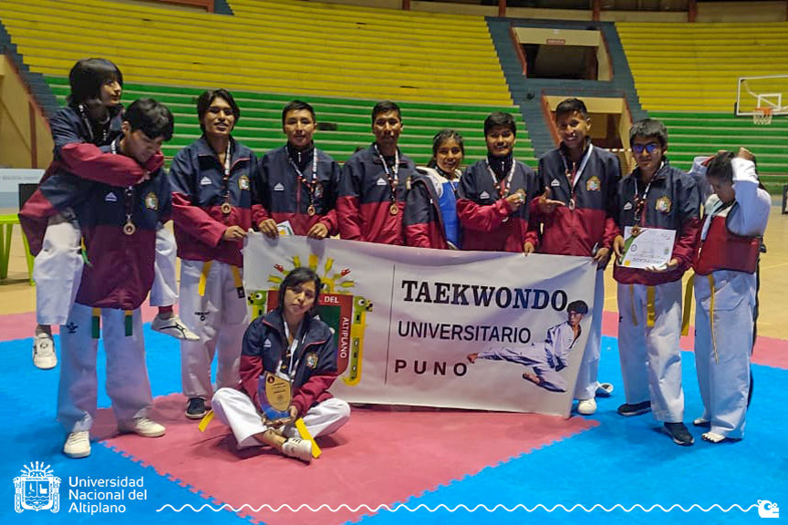 Destacada participación tuvo la selección de Taekwondo de la Universidad Nacional del Altiplano Puno en el Campeonato Internacional de Taekwondo desarrollado en la ciudad de Alto La Paz del Estado Plurinacional de Bolivia, evento realizado el pasado 30 de setiembre del presente año, obteniendo 19 medallas en sus diferentes categorías.
