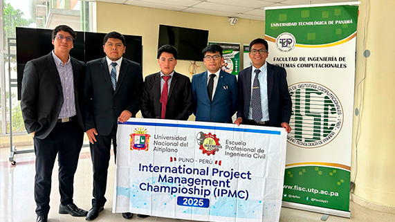 La UNA brilla a nivel internacional. Los estudiantes; Koyac Kenyo Tacca Chávez, Víctor Manuel Oviedo Romero, Leonel Jordhin Calcina Calcina y Wilson Uturunco Rafael, de la Escuela Profesional de Ingeniería Civil de la Universidad Nacional del Altiplano de Puno, obtuvieron el tercer lugar en competencia internacional “Project Management Championship LATNET 2025”, desarrollado en Panamá los días 21, 22 y 23 de marzo en la Universidad Tecnológica de Panamá.